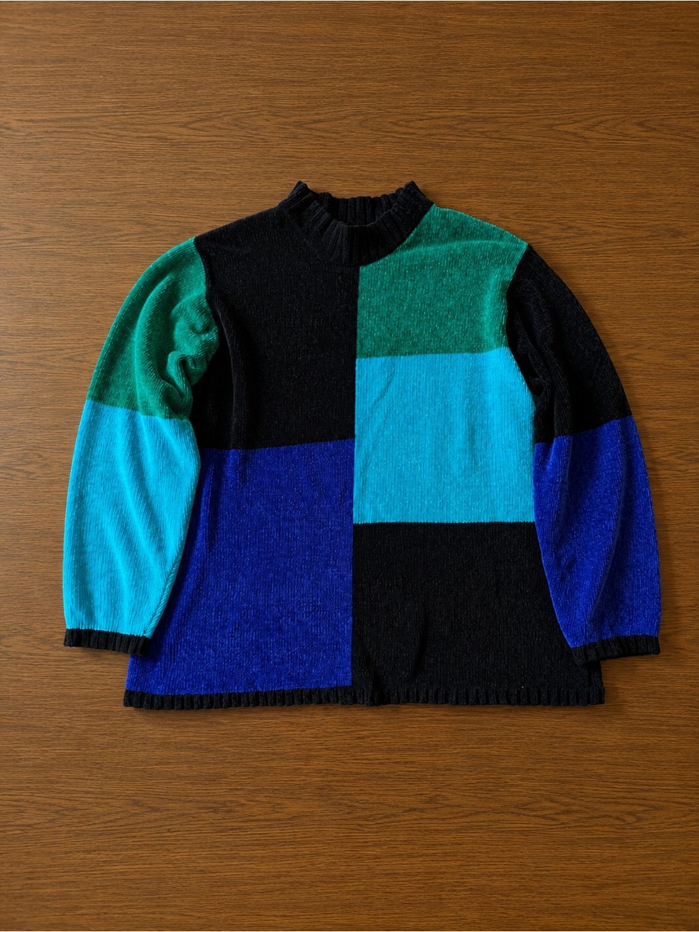 Vintage Sag Harbor Colorblock Chenille Mock Neck Sweater Women’s XL